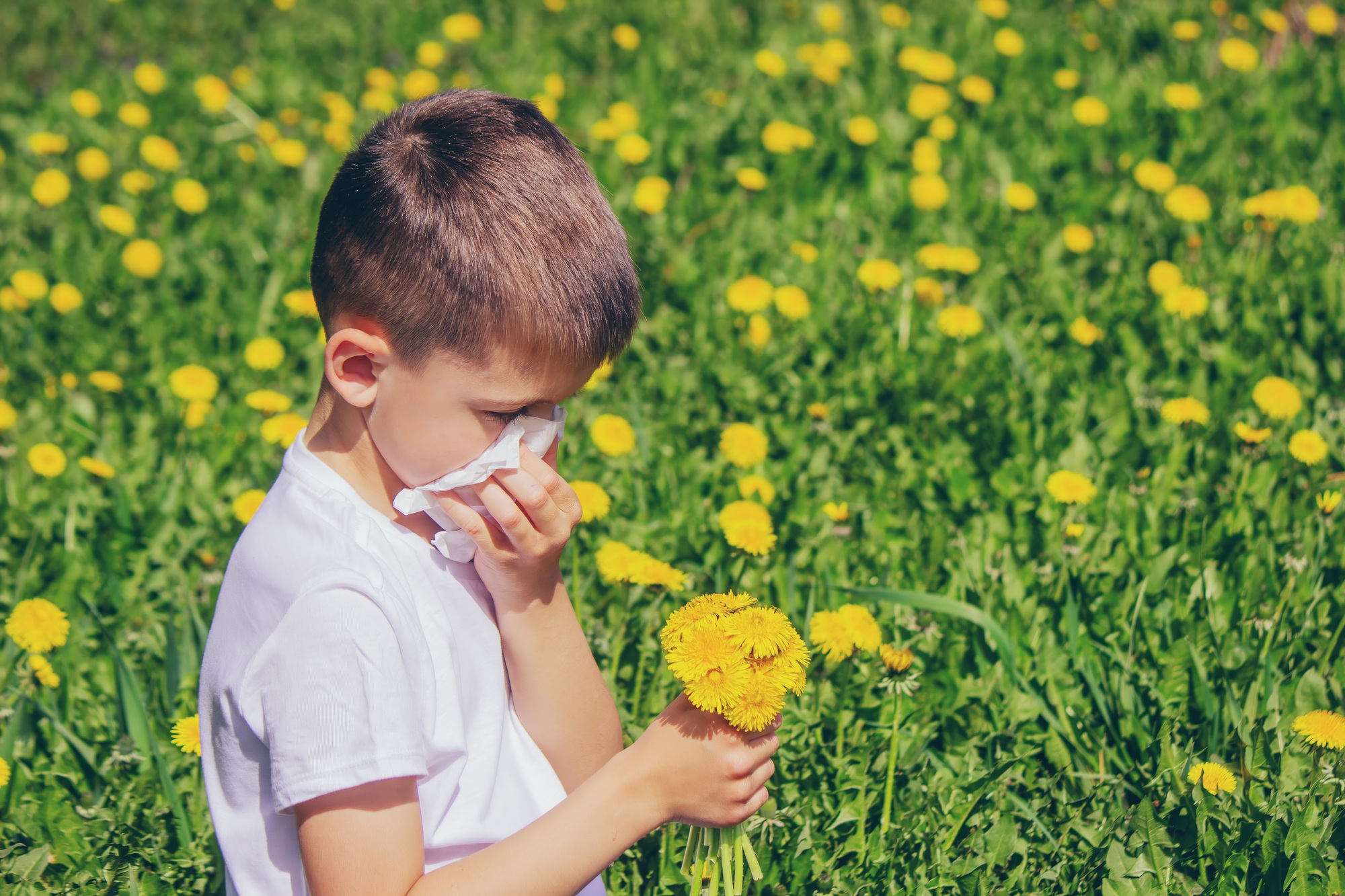 Seasonal allergies in a child. Runny nose.